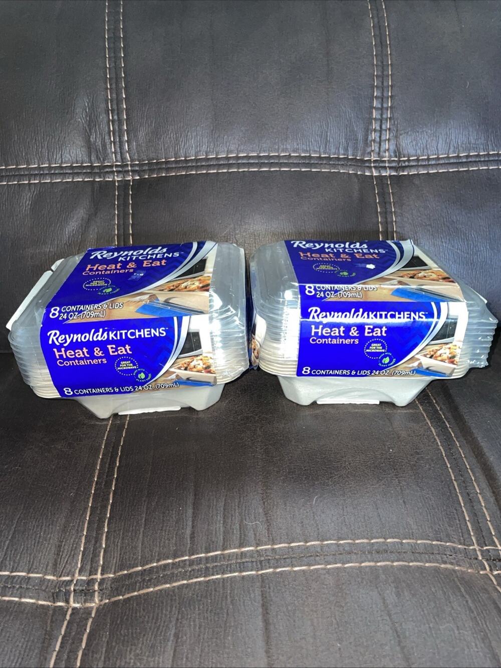 Reynolds Kitchens Heat & Eat Containers 24 oz 8 Count Microwave Safe Lot Of 2
